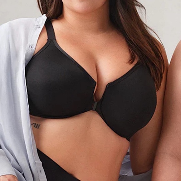 - Glamorise 42D Back Smoothing WonderWire Front Closure Black Bra! NEW! - Picture 1 of 16